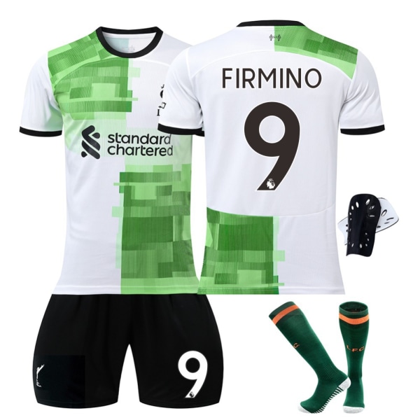 23-24 Liverpool Away Green Shirt No. 11 Salah Shirt Outfit Adult Kids NO.9 FIRMINO