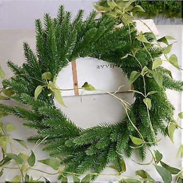 30 stk 10,24 x 3,94 tommer Kunstig Granbar Grønne Blader Nålkrans Grønne Planter Krans Nålkrans Julepynt
