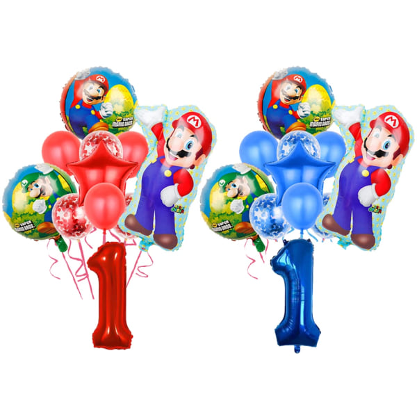 Marioed Super Bro -koristeilmapallot juhliin, syntymäpäiväjuhliin, koristeluun, pojille, juhlatarvikkeet, vauvakutsuille, perheelle, foliolatksipallo Ballon 11Pcs-7