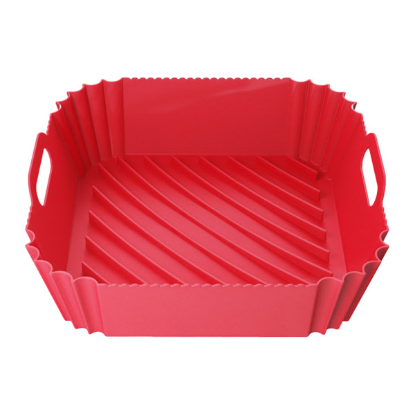 Silikon fyrkantig non-stick Airs frityrbricka Høytemperaturmotståndsbricka for matlaging Bakning Röd