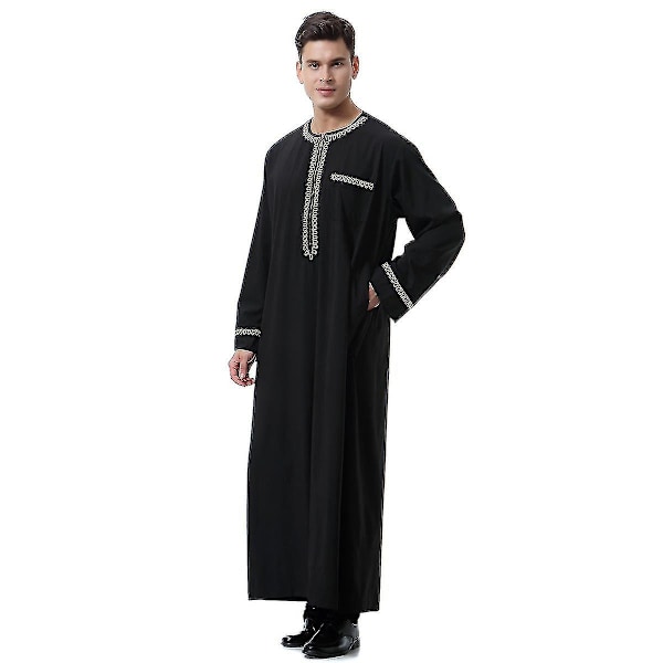 Mænd Muslimsk Saudi Robe Kaftan Dubai Tunika Lang Top Blus Thobe