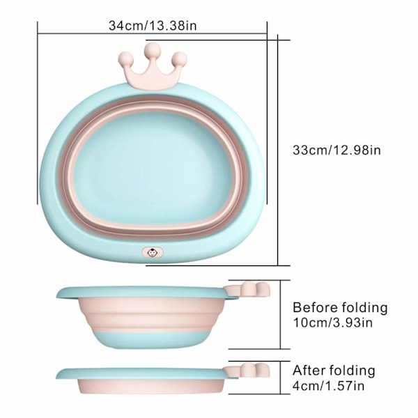 Sammenklappelig babyvask, multifunktionel bærbar babyvask til hjem, køkken, udendørsrejser (rosa)