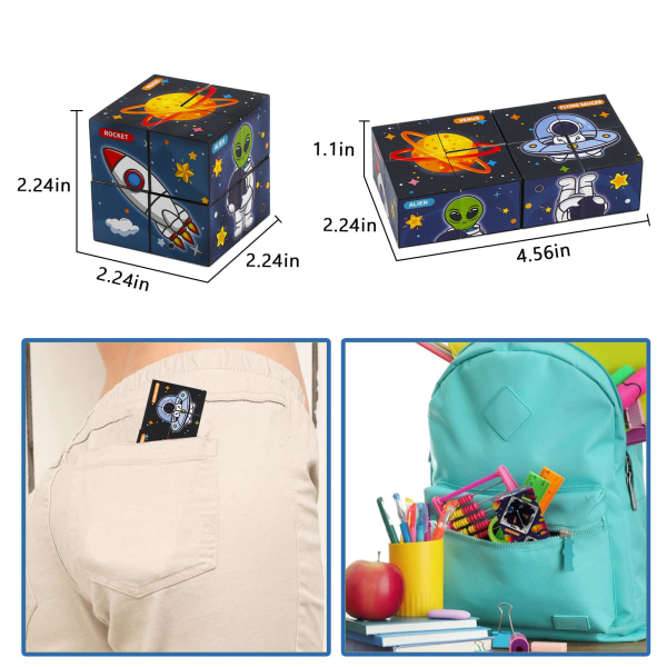 Leketøy, Fidget Cube, kul mini-gadget for stress-angstlindring og drepetid, fint for barn og voksne (romreiser 1 stk)