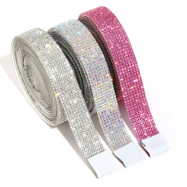 Sparkly Crystal Rhinestone Tape Starkt självhäftande Slitstarkt Används för bärbara computerer Koppardekoration Rosa 2,2 cm