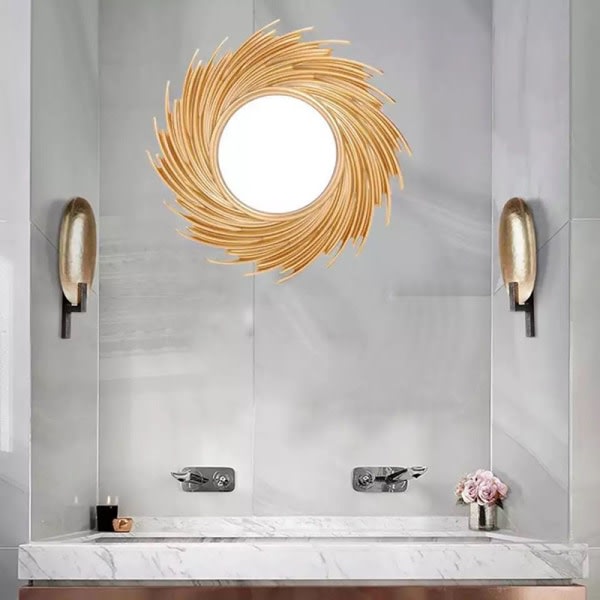 10" Nordic Metal Ram Spegel Geometri Unik Design Väggspegel Vardagsrum Väggkonst Toalett Badrum Vägghängande speglar Röd