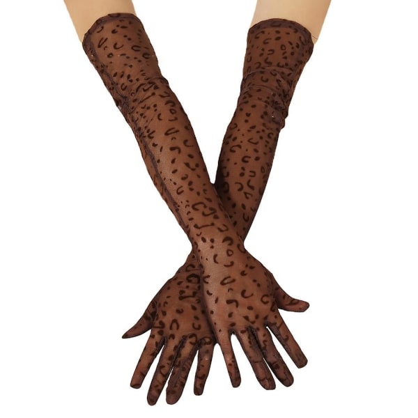 Leopardmønstret Kostyme Hansker Ytelse Lange Kostyme Hansker Leopard Lange Hansker Dame Coffee