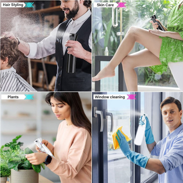 2 st 150ml Fin Mist Sprayflaska, Vit+Svart