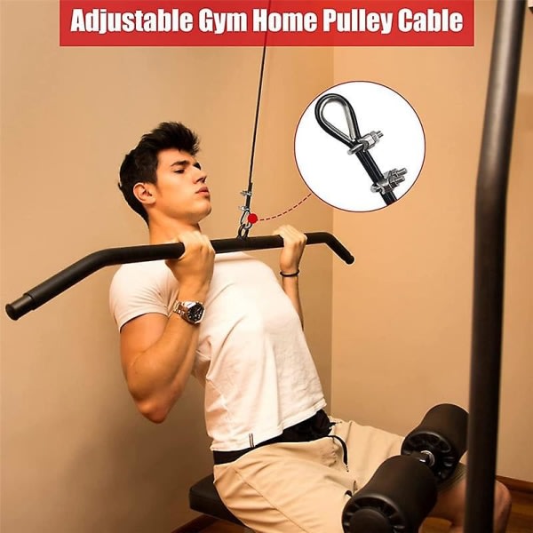 400 cm Home Gym Fitness Lat Pulldown Kabel udskiftning, justerbar længde til Pulley System Cable Ma Black