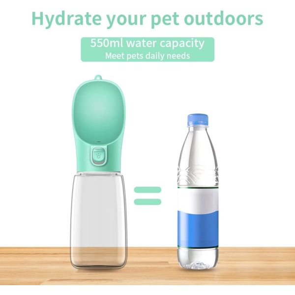 Bärbar hundvattenflaska, 550 ml livsmedelsklassad antibakteriell resevattenflaska för hund och katt, dricksvatten för husdjur
