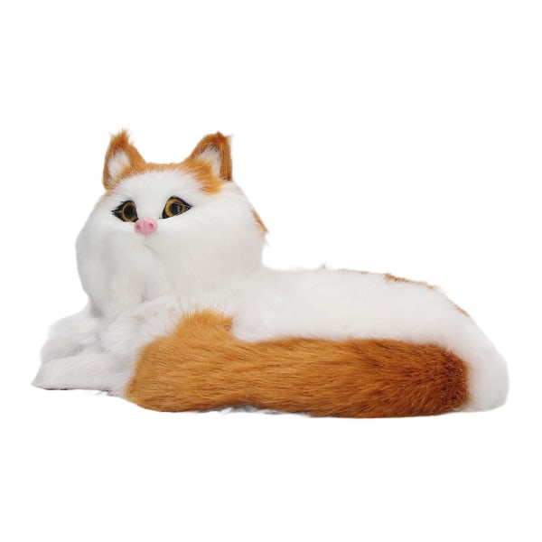 Simulering Furry Cat Figur Hem Søt Rolig syntetisk päls Katt dekorativ staty for barn Vuxen