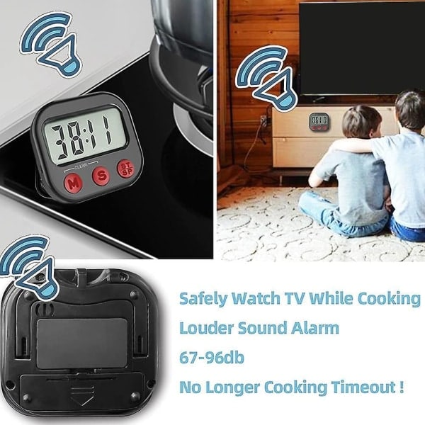 Kök Timer, Digital Synlig Timer Magnetisk Klocka Stoppur Nedräkningstimer, LCD-display