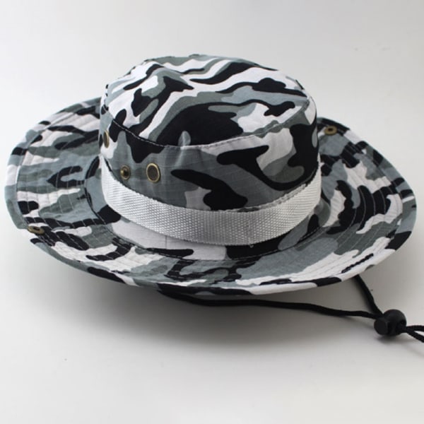 Mænd Casual Kasket Bred Rand Cap Militær Camo Hat Gray - Camo