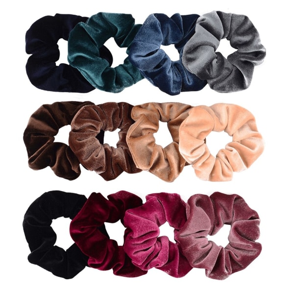 Fløjls Scrunchie Elastiske Hårbånd Solid Farve Fash