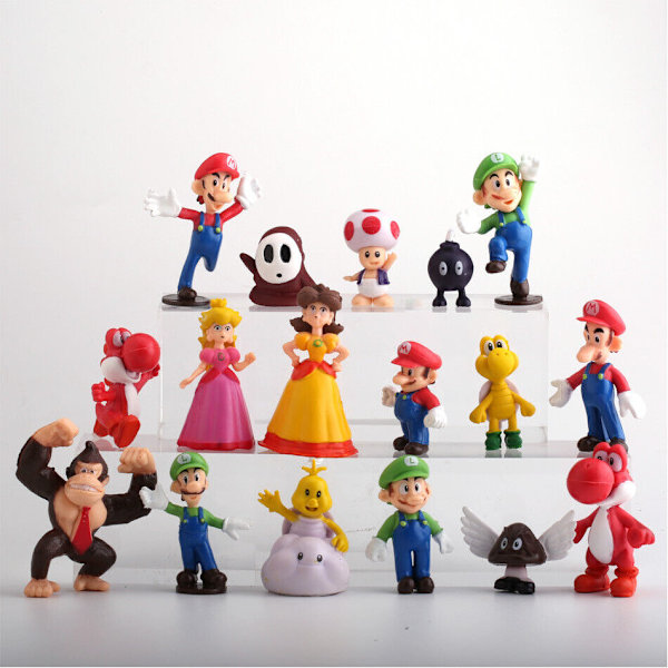 17st Super Mario Bros. Luigi PVC Actionfigurer Leksaker Collection Cake Toppers