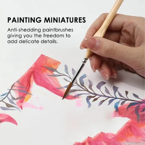 11 st Miniatyrdetaljborsteset med träskaft Målningstillbehör True Color