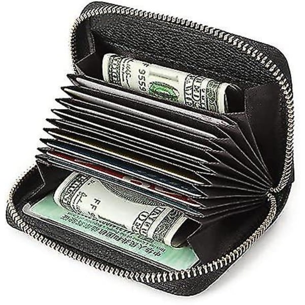 Kreditkortshållare Liten damplånbok med dragkedja i rostfritt stål Plånböcker i äkta läder Case 1 st black
