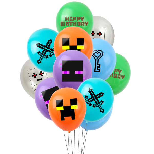 38-delars Minecraft-födelsedagsfestset, dekorationer, grattis på födelsedagen, set