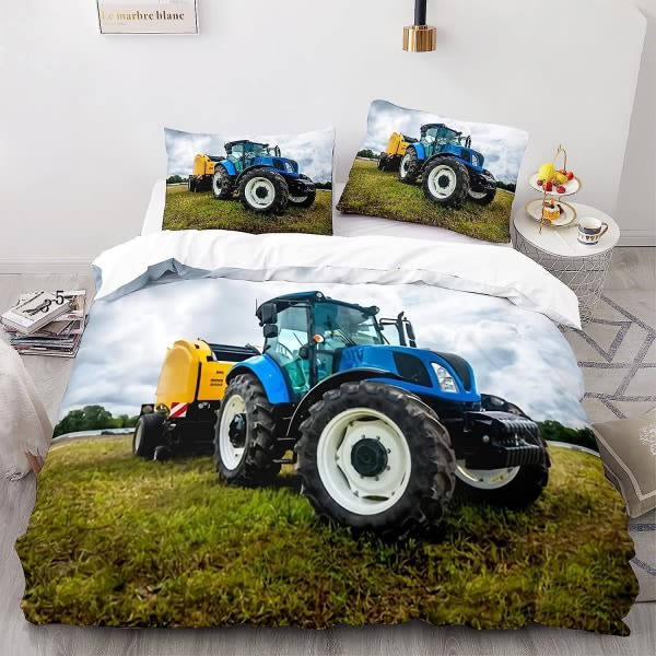 Tractor Cover Set Heavy Machinery Cars Set For Kids Adults Farm Theme 140x210cm