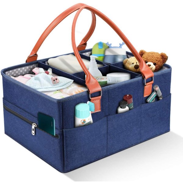 En babyopbevaringskurv, sammenfoldelig bleopbevaringspose med stor kapacitet