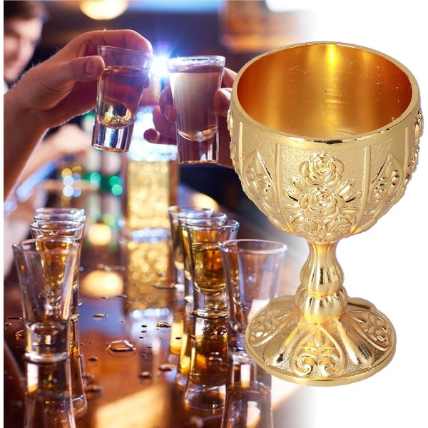 2 st Royal Chalice präglad kopp, vintage handgjord bägare bägare med mønster (pumpa guld) guld