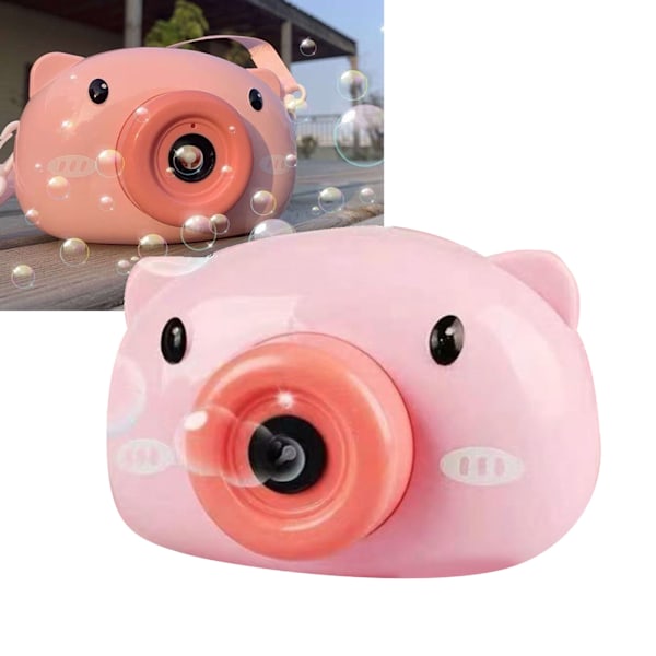 Barn Bubbelmaskin Cartoon Pig Kameraformad Automatisk Bubbelmaskin Leksak för Utomhus Rosa