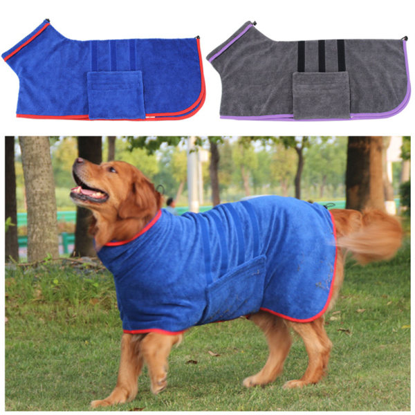Hundbadrock Handduk Soft Superabsorberende morgonrock Torkande fugtpyjamas til hunde Sapphire 3XL