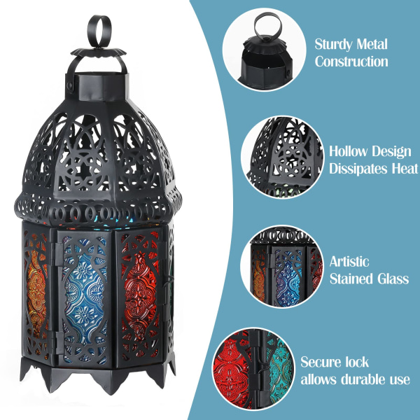 Dekorativ Ramadan Marockansk lyktahållare i järnmålat glas