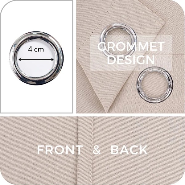 Korte beige blendingsgardiner for små vinduer, sett med 2