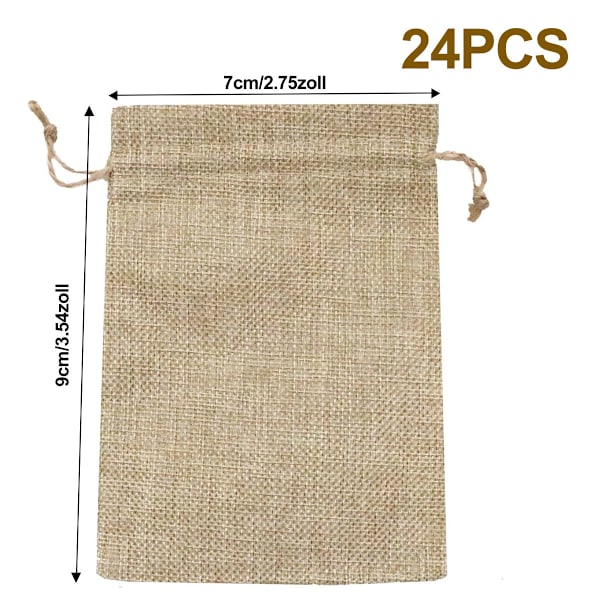 24-pak gaveposer, juteposer, små 7 x 9 cm, juteposer, stofposer, små linnedposer, juteposer til smykker, bryllup, julefest