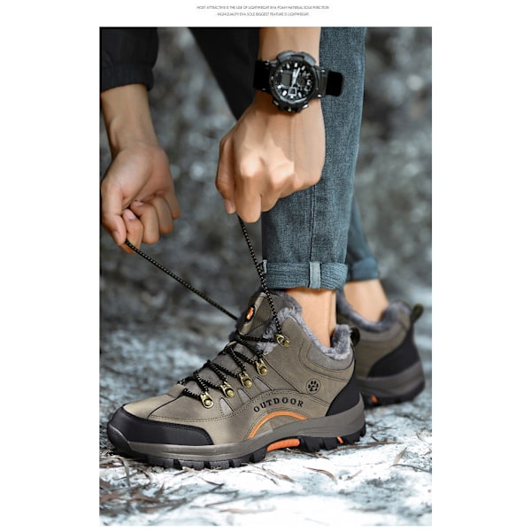 Vinterskor för män, utomhusskor, tjockt sammetsfoder, varma, halksäkra, tjocka sulor, snökängor, svarta black 44