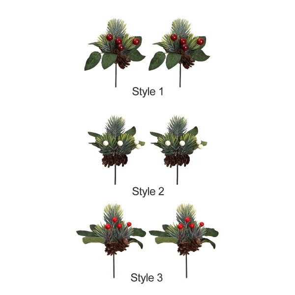 Simuleringsväxter for julfest Hemdekorationer Sticklingar 2st Handgjorda handgjorda konstgjorda tallkottar til jul（Stil 3）