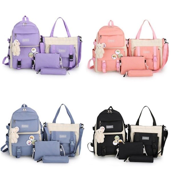 5ST/ SET Ryggsekk Skolesekk LILLA Purple