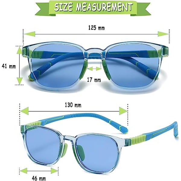 Skisolbriller til børn Polarized - Børnesolbriller fleksibelt stel til drenge, småbørn 3-8 år (grøn)