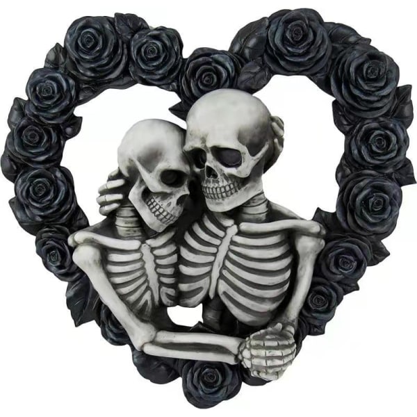 Pakke Gothic Skull Par Husnummer Rose Wreath Pendant Chri