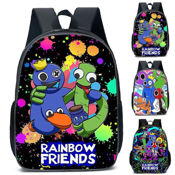 Rainbow Friends Ryggsäck Stor Kapacitet Ryggsäck Skolväska för Barn Pojke Flicka C B