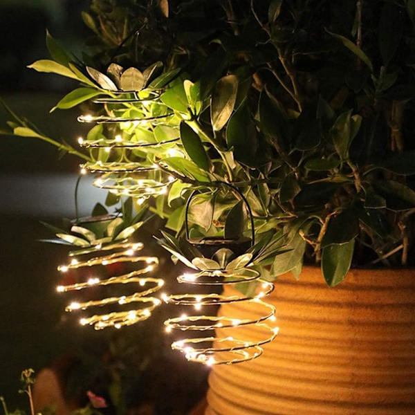 2 Ananas aurinkovalaisinta, 24 LED vedenpitävää ulkokäyttöön tarkoitettua aurinkolyhtyä roikkuvia keijuvaloja puutarhaan [YDE]