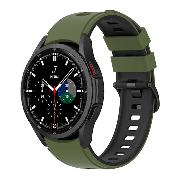 Tvåfärgat silikonarmband för Galaxy Watch4/5/6 40mm 44mm/Watch6 Classic 43mm 47mm/Watch 5 Pro 45 Army Green Black