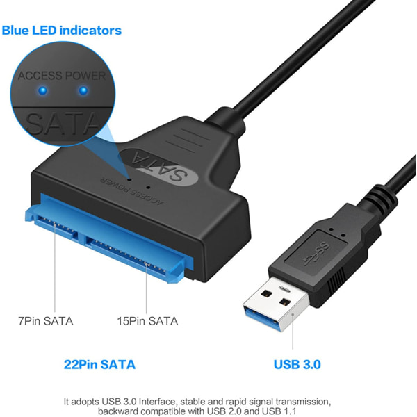 USB3.0-stasjonskabel, 2,5 tommers harddisk, SATA-harddiskkabinett