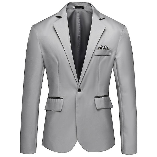 Män Jackor Kostym Blazer Coat Party Business Arbete En knapp formella Lapel Kostymer Grey 3XL
