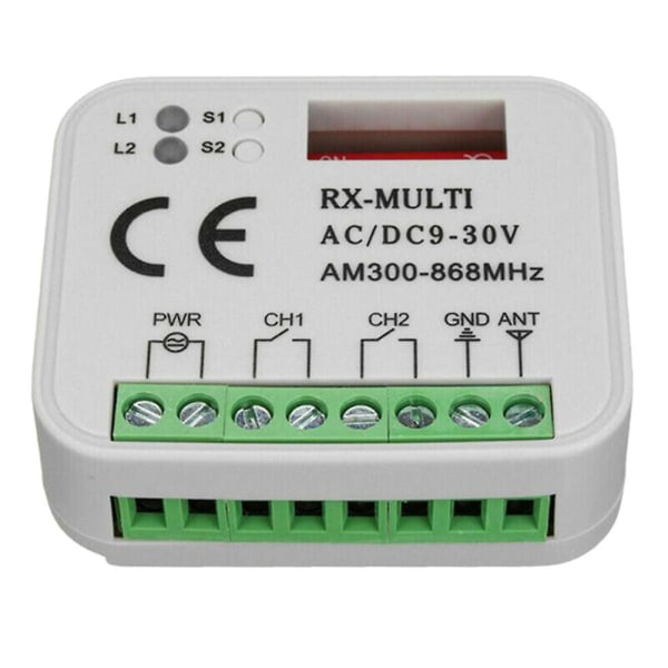 Garageportens fjärrkontrollmottagare 433 868mhz Rx Multi 300-900mhz Ac/dc 9-30v Mottagare med fjärrkontroll vit svart