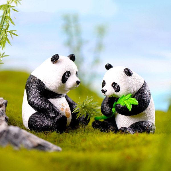 Söta Pandaskulpturer Ornament kan användas som valokuva rekvisita för hemtårtdekoration Liten en uppsättning av 4