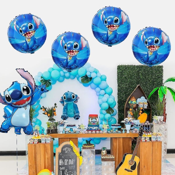 5 kpl Lilo ja Stitch -ilmapalloja, Lilo ja Stitch -juhlakoristeita