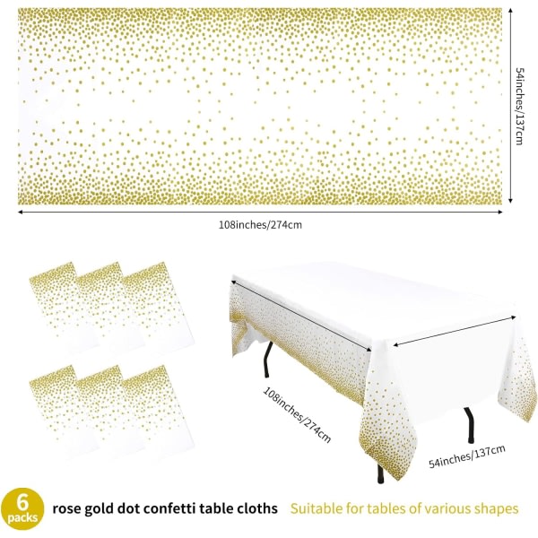6-pack Dot Dukar Bordsöverdrag 54" x 108" Gold Dot Tableclo
