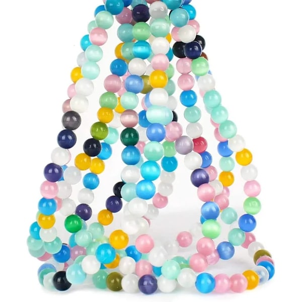 Luonnonkivi Vaaleanpunainen Valkoinen Kuukivi Kissan Silmä Helmiä Korujen Tekemiseen Sileät Irtoavat Välihelmiä Opal DIY Rannekoru Kaulakoru mixed color