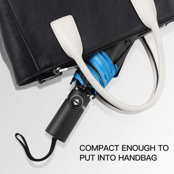 Kompakt reseparaply, hållbart och bärbart, med teflonbeläggning - förstärkt paraply, ergonomiskt handtag, automatisk öppning/stängning