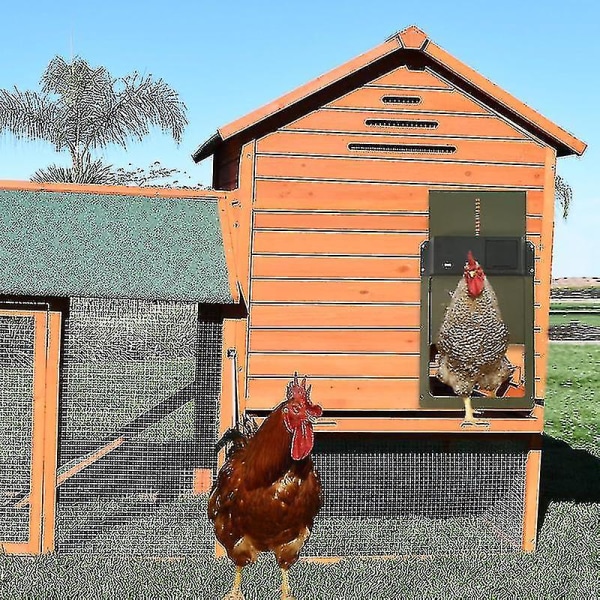 Nyt automatisk hønsehusdørhus, hønsegårdsdør lysfølende hønsehusdøråbner, automatisk hønsehusdør (farve: grøn)