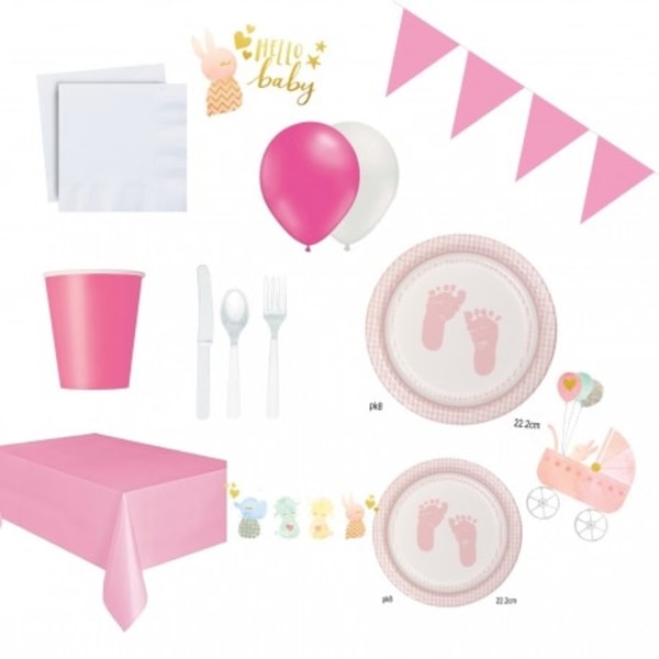 Babyshower Dukningsset Paket Rosa Rosa