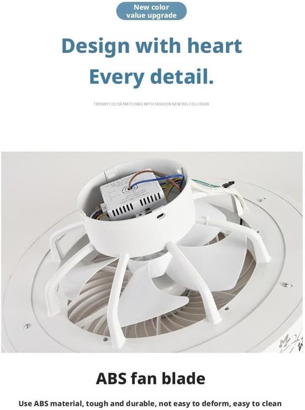 Modern bladeless ceiling fan with dimmable LED lighting, 6 speeds and remote control for the home Pink