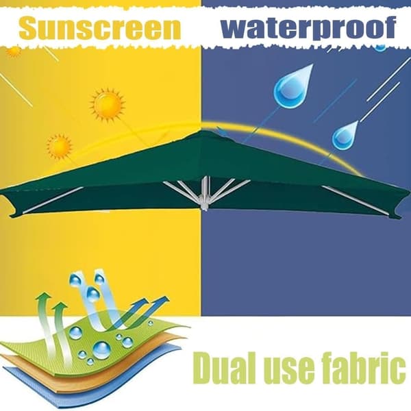 Erstatningsskærm til rektangulær parasol - 2x3 m (6,5x10 fod), 6 ribber i polyester (Uden stativ) Beige