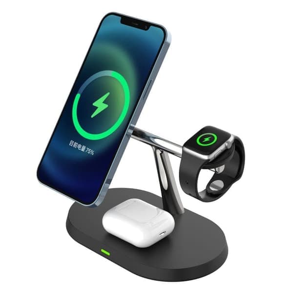 Trådløs 3-i-1 Magnetisk Ladestation sort